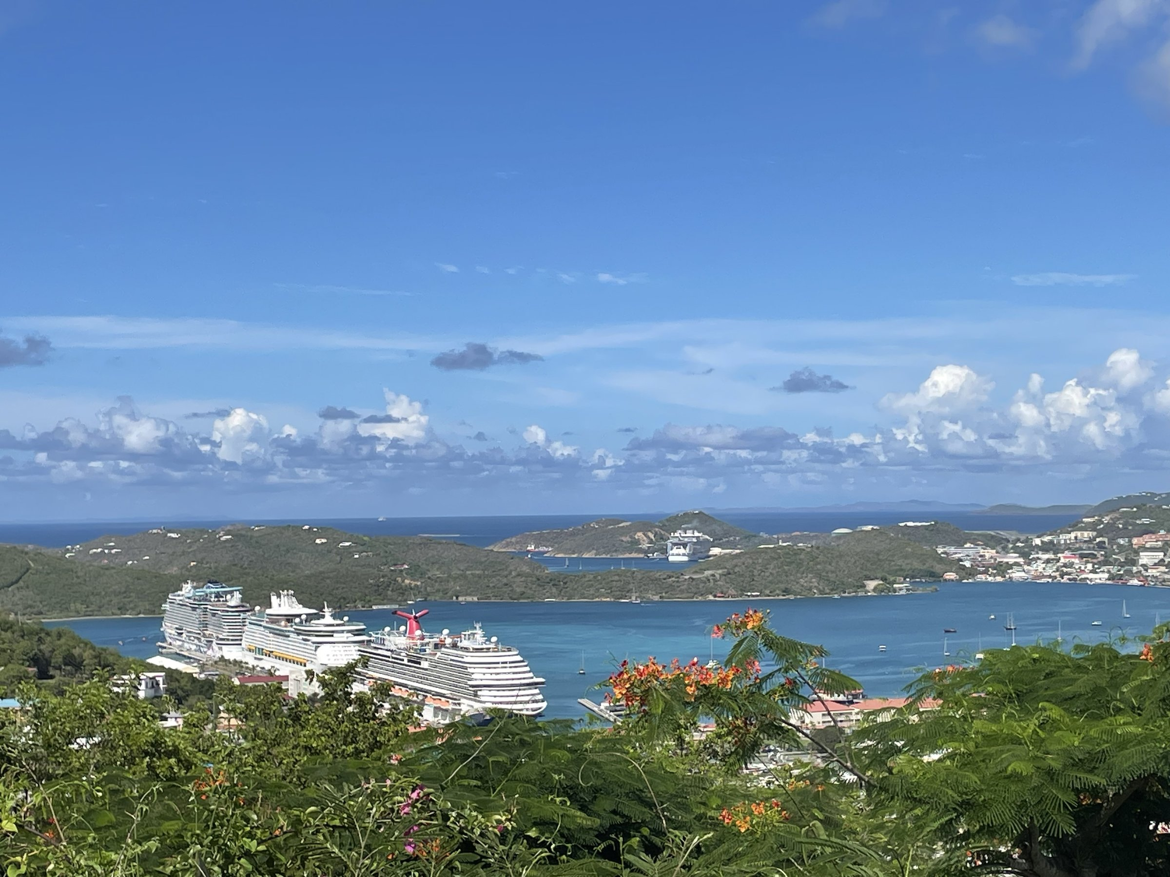 Charlotte Amalie harbor and cruise-ship port viewed from Boundless Bliss Hotel, St. Thomas USVI